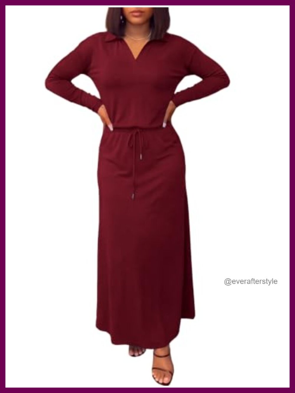 Women's 2 Piece Long Sleeve Collared Top & Maxi Skirt Set Stretch Workwear